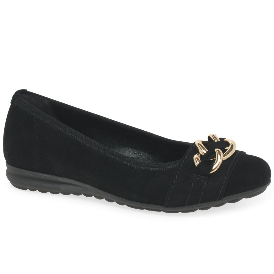 Gabor Daim Noir | Ballerines Sigrid Exclusives Pour Femmes